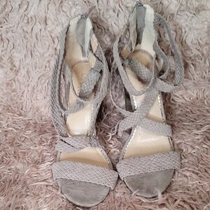 LC Lauren Conrad Braided Strappy Heels in Soft Light Brown